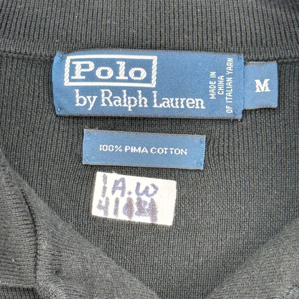 Polo Ralph Lauren Polo Sweater Mens Medium‎ Black Pima Cotton Long Sleeve Pony - Picture 2 of 8
